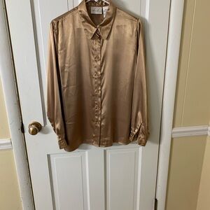 Kathie Lee Collection women’s Satin Blouse in Champagne